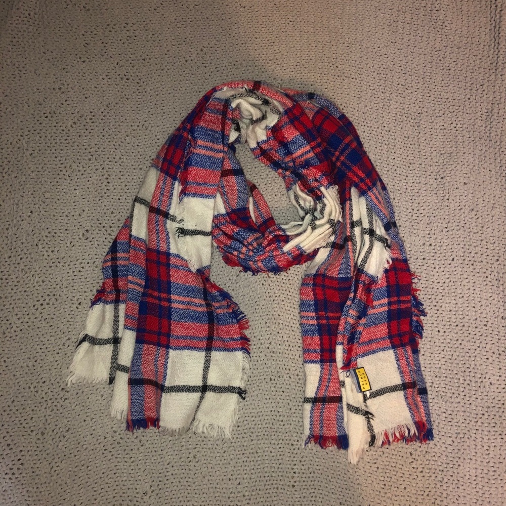 SOFT fringe plaid scarf